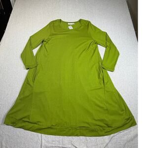 NWT Masai Copenhagen Womens Medium Green Nopi Dress 3/4 Sleeve Comfy Lagenlook